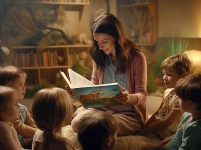 teacher-reading-young-children-library-generative-ai_11zon